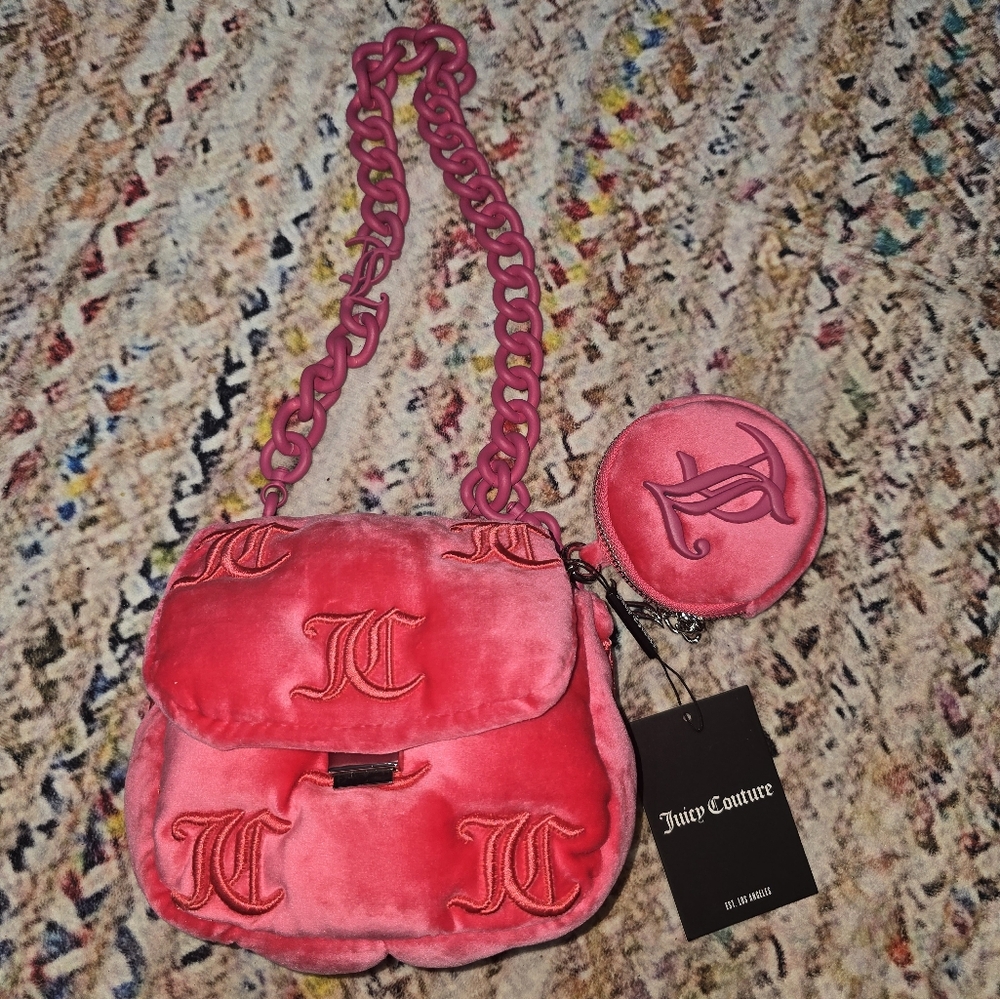 Juicy Couture Pink Velvet Shoulder Bag
